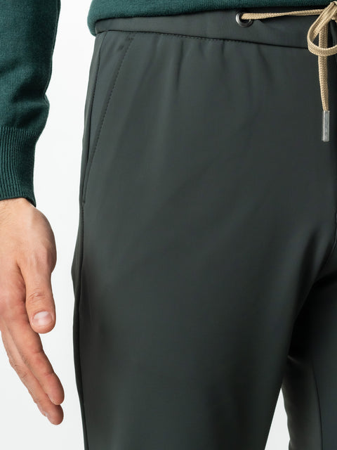 Pantaloni Casual Premium City Flexo Cu Snur Barbati Verde Inchis Spandex Milano BMan720 (2)