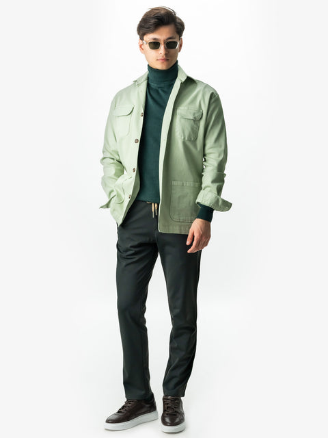 Pantaloni Casual Premium City Flexo Cu Snur Barbati Verde Inchis Spandex Milano BMan720 (3)