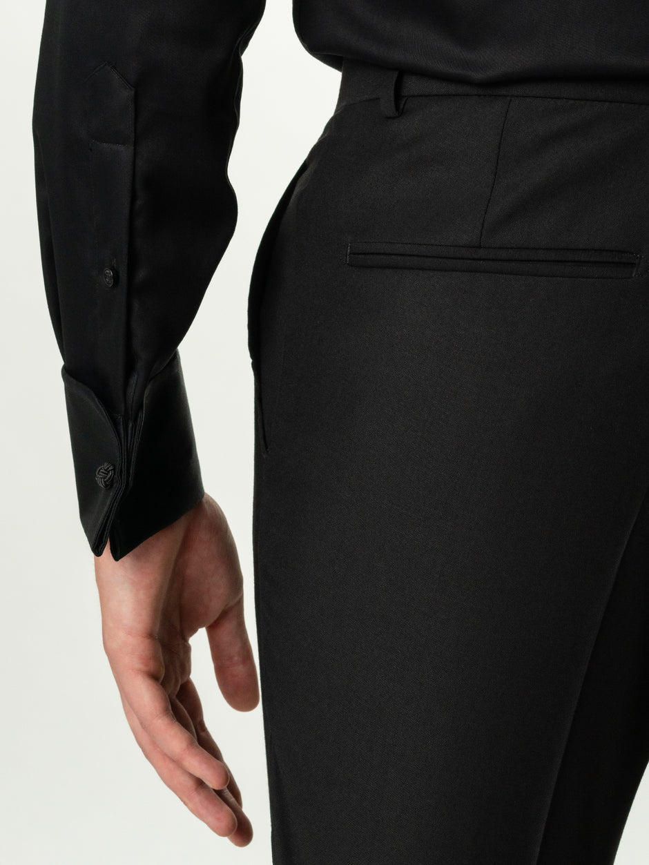 Pantaloni Negri Eleganți Barbati Din Stofa De Lana Sarto All Season BMan700 (7)