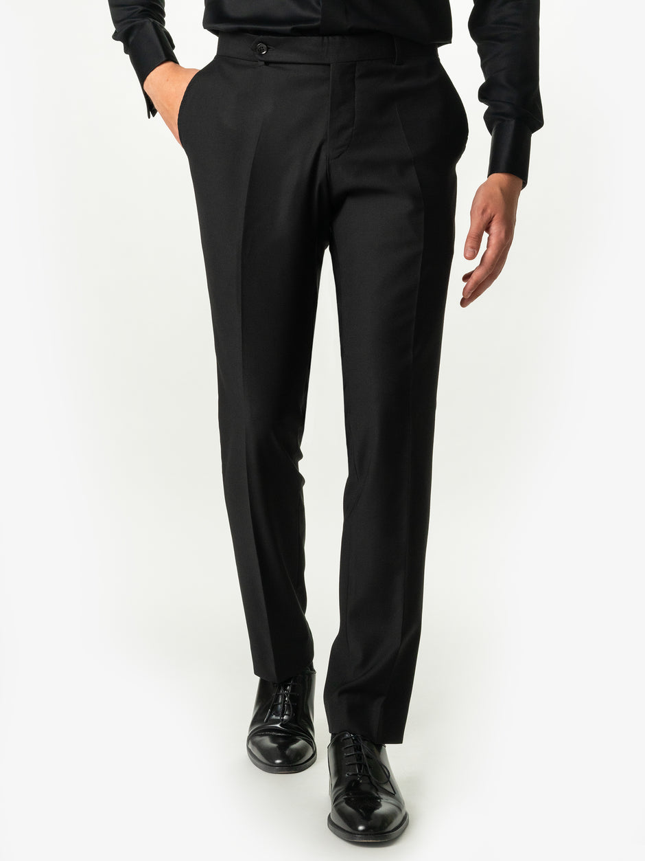 Pantaloni Negri Eleganți Barbati Din Stofa De Lana Sarto All Season BMan700 (6)