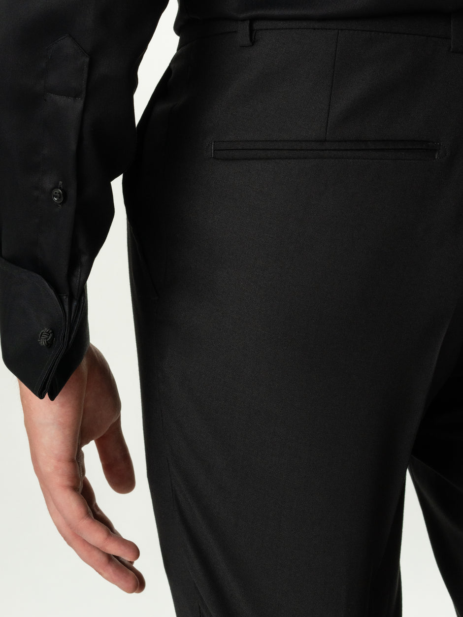 Pantaloni Negri Eleganți Barbati Din Stofa De Lana Sarto All Season BMan700 (4)