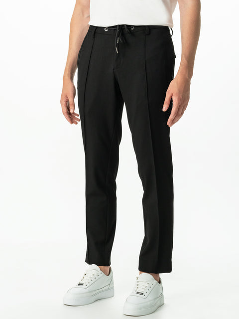 Pantaloni Casual Bărbați Flexo Negri Cu Siret Talie Elastică BMan709 (1)