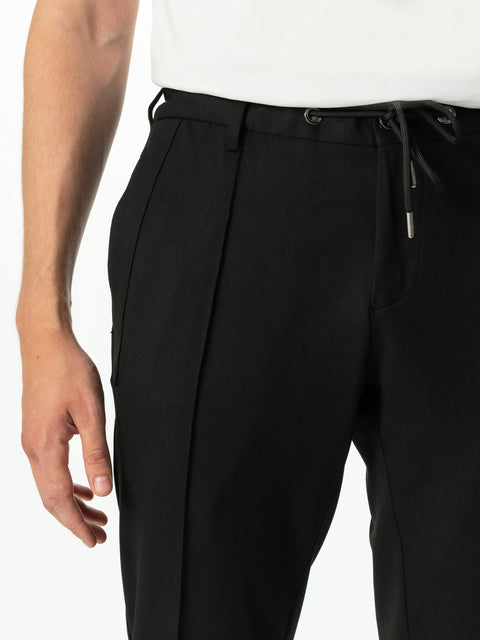 Pantaloni Casual Bărbați Flexo Negri Cu Siret Talie Elastică BMan709 (2)