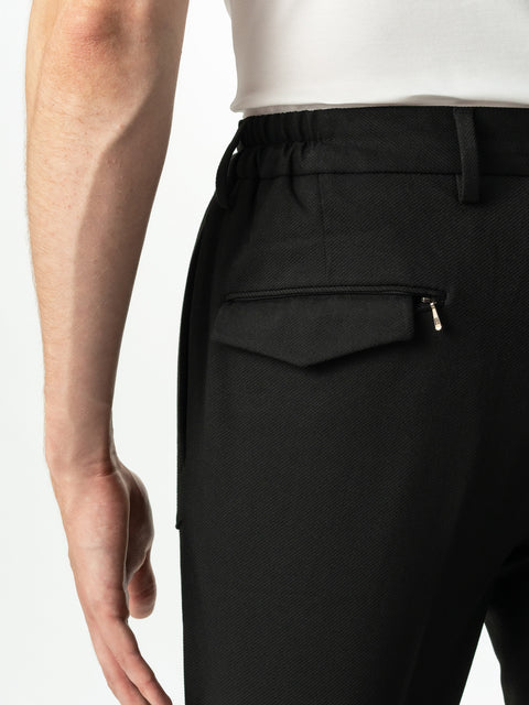Pantaloni Casual Bărbați Flexo Negri Cu Siret Talie Elastică BMan709 (6)