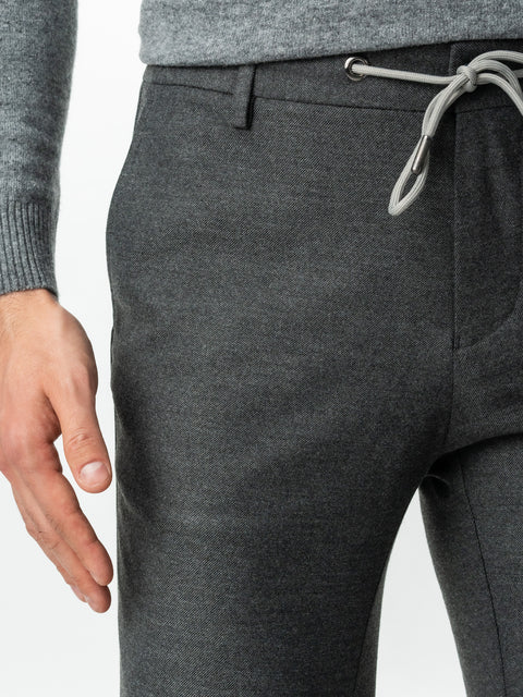 Pantaloni Barbati Casual & Weekend Gri Inchis Flexo Cu Snur In Talie Sezon Toamna & Iarna BMan0004 (2)