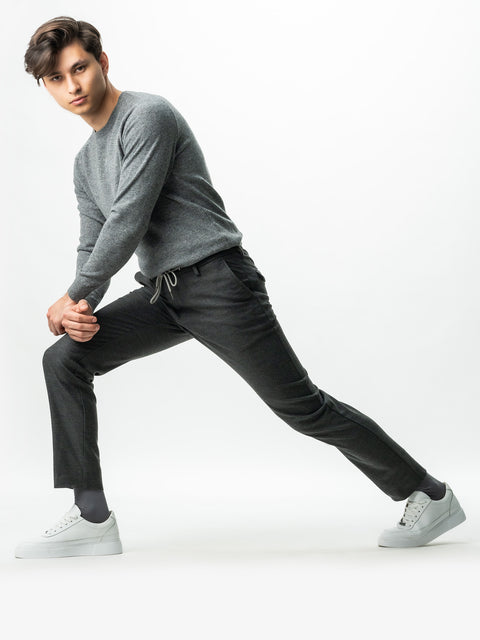 Pantaloni Barbati Casual & Weekend Gri Inchis Flexo Cu Snur In Talie Sezon Toamna & Iarna BMan0004 (3)