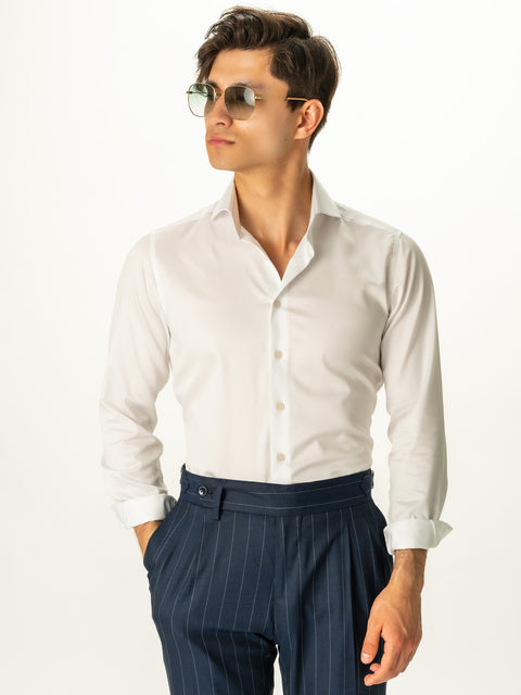 Pantaloni Bleumarin Barbati Gurkha Cu Pebse In Dungi Fine Albe Smart Casual BMan701 (7)