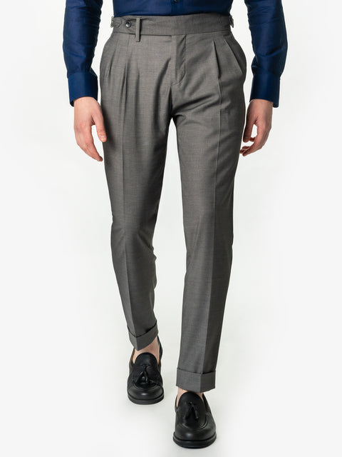 Pantaloni Gurkha Barbati Cu Pense Gri Antracit Din Stofă Confortabilă BMan703