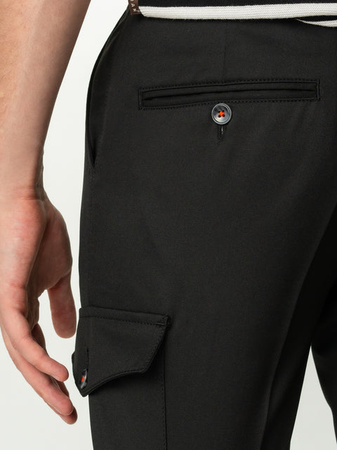 Pantaloni Negri Cargo Premium Barbati Flexo Cu Snur Din Stofa Confort BMan715 (7)
