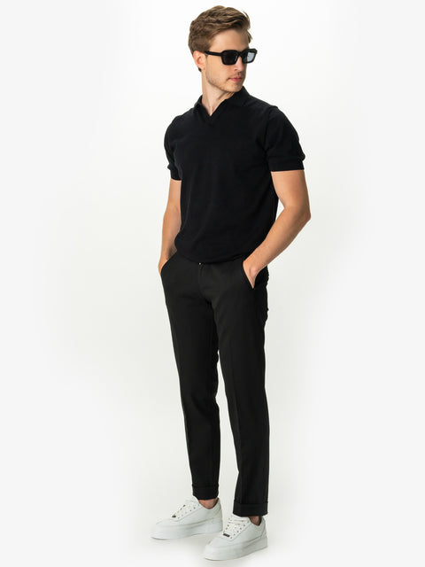 Pantaloni Premium Negri Cu Snur Barbati City Flexo BMan712 (7)
