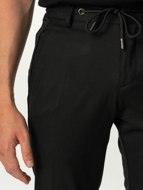 Pantaloni Premium Negri Cu Snur Barbati City Flexo BMan712 (3)