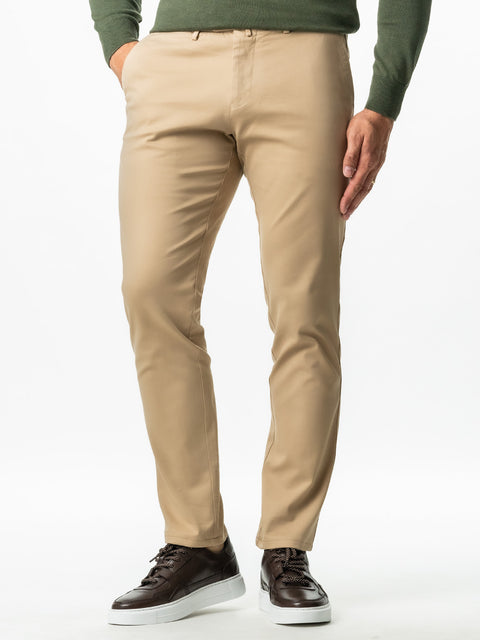 Pantaloni Chinos Barbati Bej Formal Bumbac 100% Santanderia BMan521