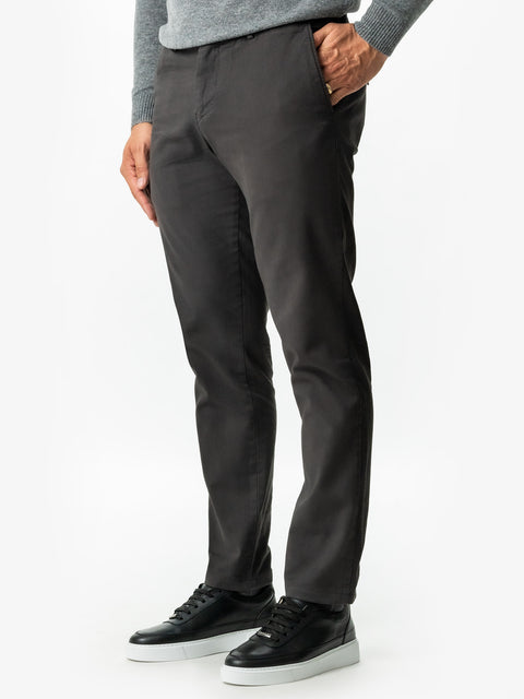 Pantaloni Office Barbati Gri Inchis Bumbac Natural Toamna & Iarna Design Comfort Chinos BMan521 (3)