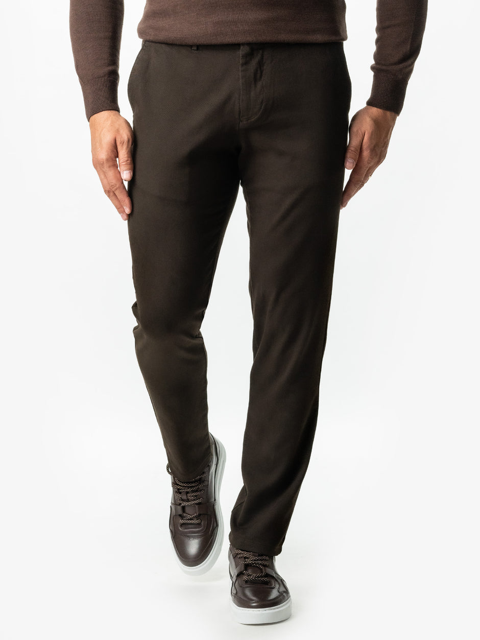 Pantaloni Chinos Barbati Maro Inchis Bumbac Santanderia Office BMan521 (1)