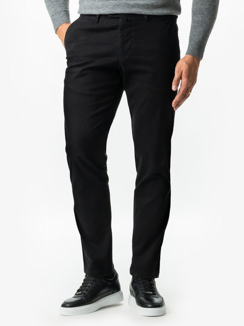 Pantaloni Chino Barbati Negri Din Bumbac Natural BMan521 (2)