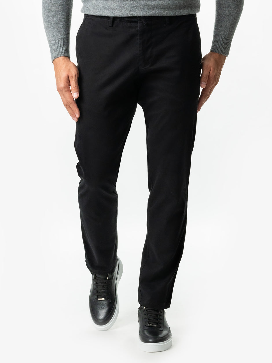 Pantaloni Chinos Barbati Negri Bumbac Santanderia Office BMan521 (1)