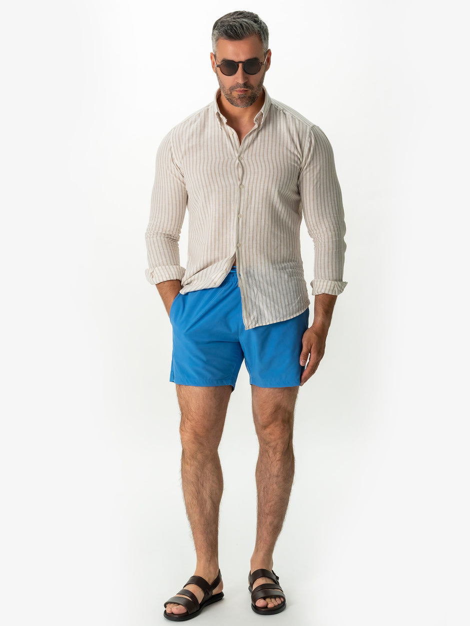 Pantaloni Tip Sort Barbati de Plaja Albastru Marin Impermeabili BMan168 (4)