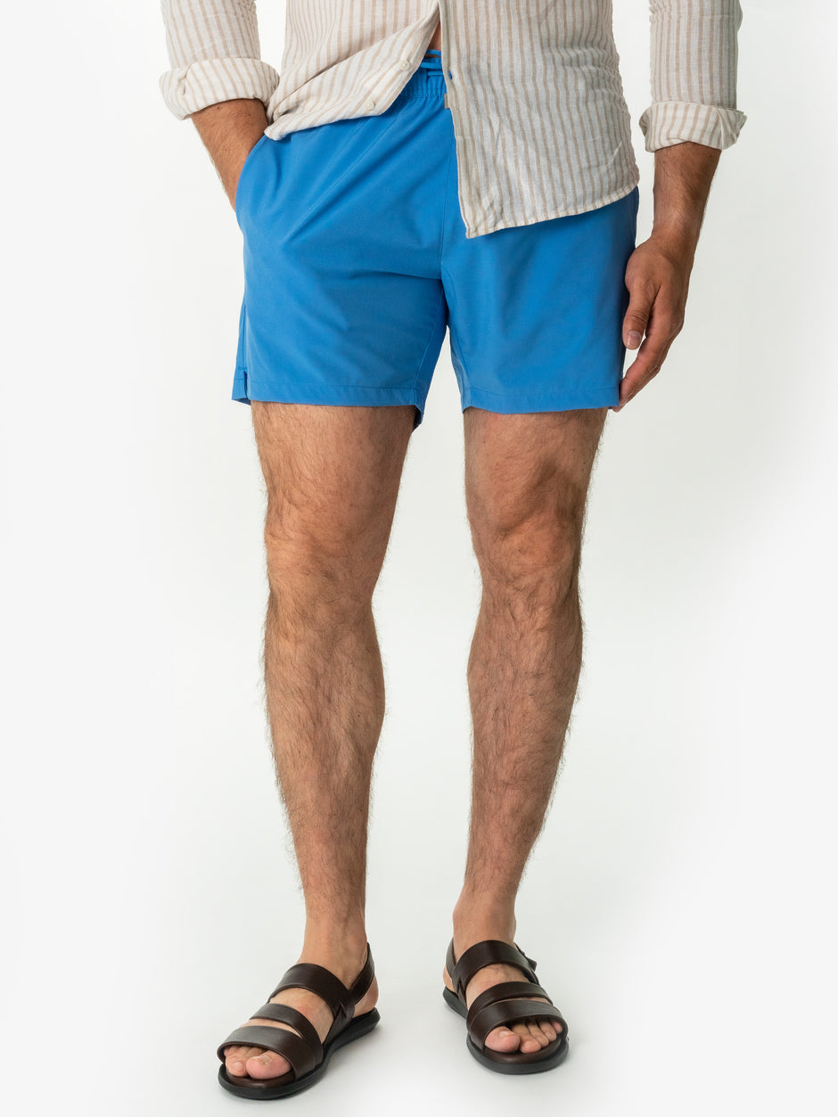 Pantaloni Tip Sort Barbati de Plaja Albastru Marin Impermeabili BMan168 (5)