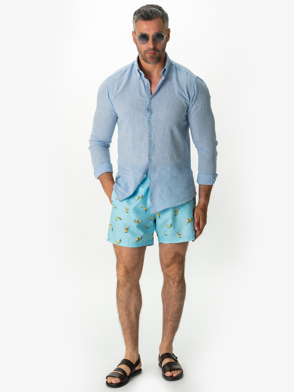 Sort Plaja Barbati Impermeabili Albastru Turcoaz Bahamas BMan169 (6)