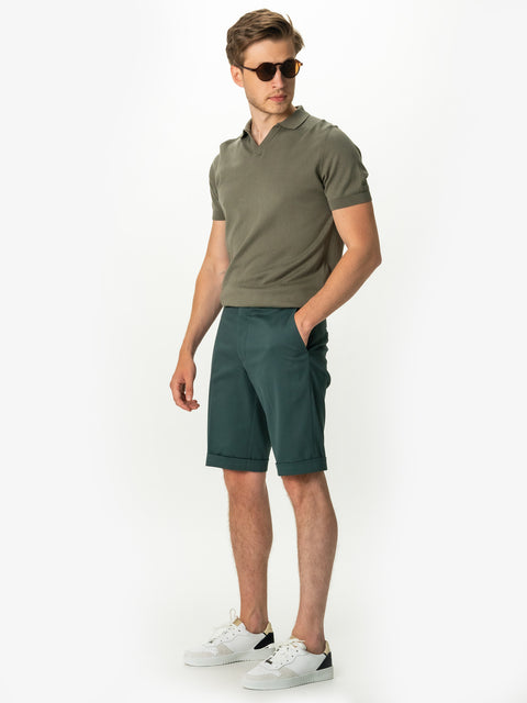 Pantaloni Scurti Verde Petrol Barbati Vara Bumbac Natural Elastic Bman155 (3)