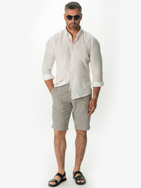 Pantaloni Scurti Negri In Dungi Barbati 100% In Natural BMan170 (2)