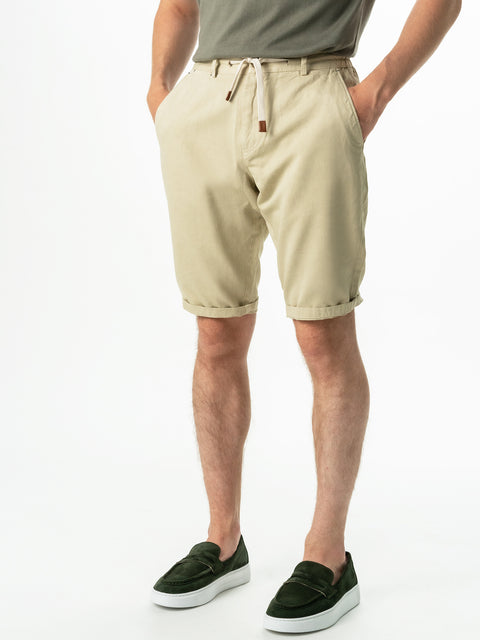 Pantaloni Barbati Scurti Cu Siret Vara Bej Din 100% Bumbac BMan174 (5)