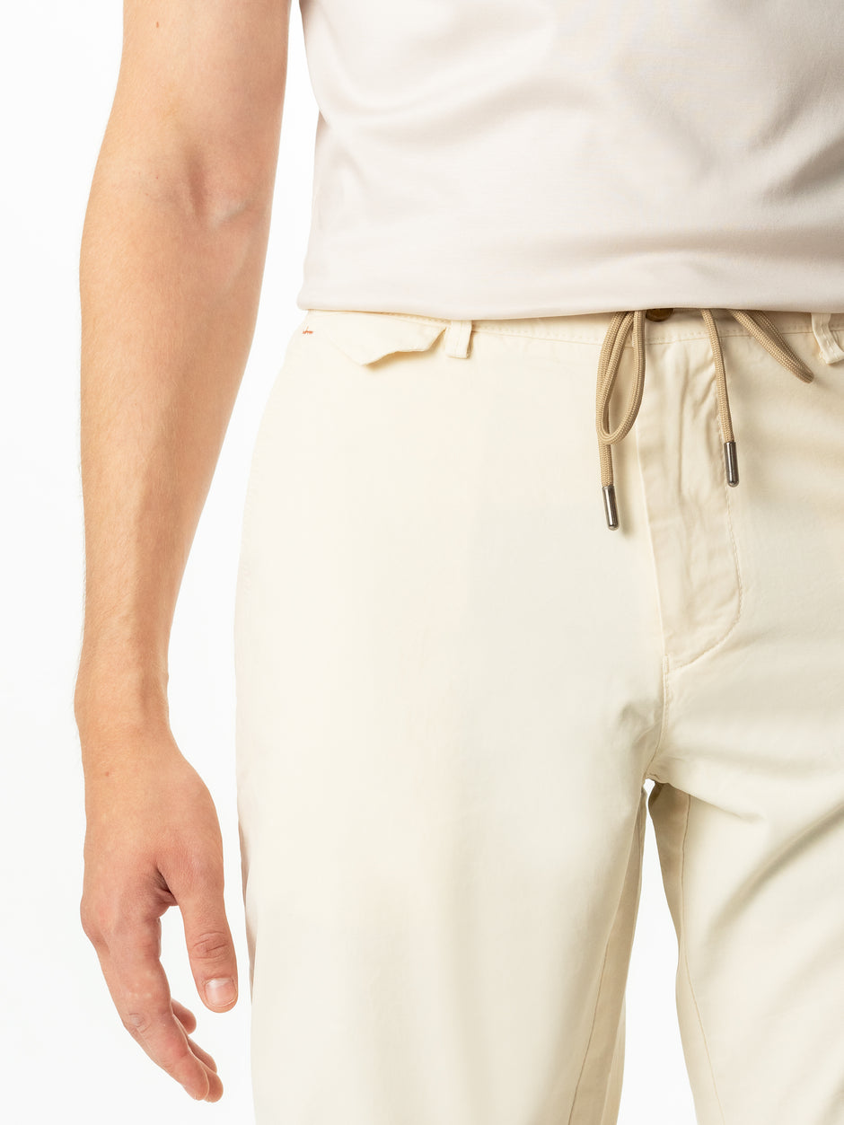 Pantaloni Barbati Scurti Cu Siret De Vara Crem Din 100% Bumbac BMan175 (3)
