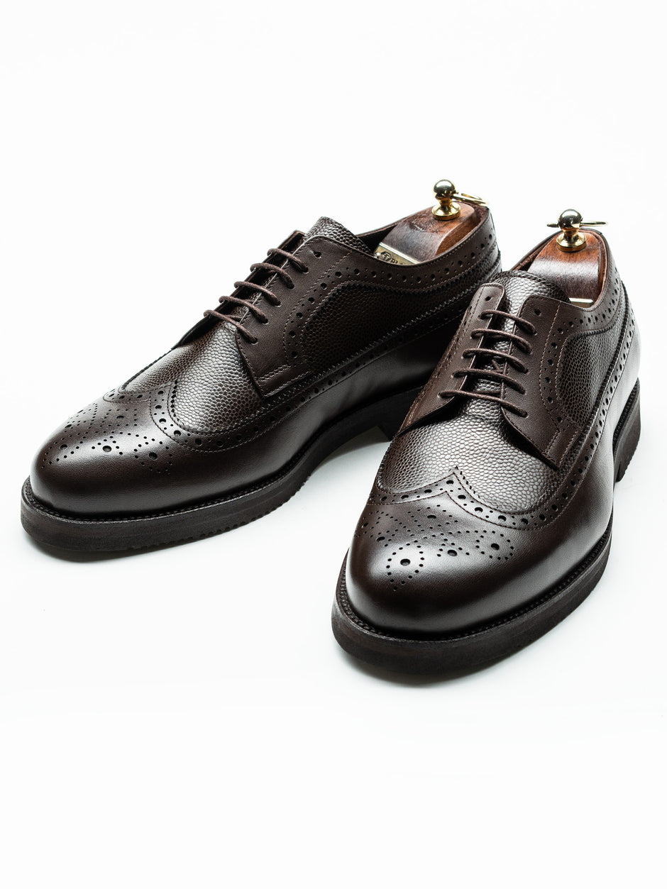 Pantofi Eleganti Barbati Maro Inchis Derby Brogue Din Piele Naturala BMan0410 (1)