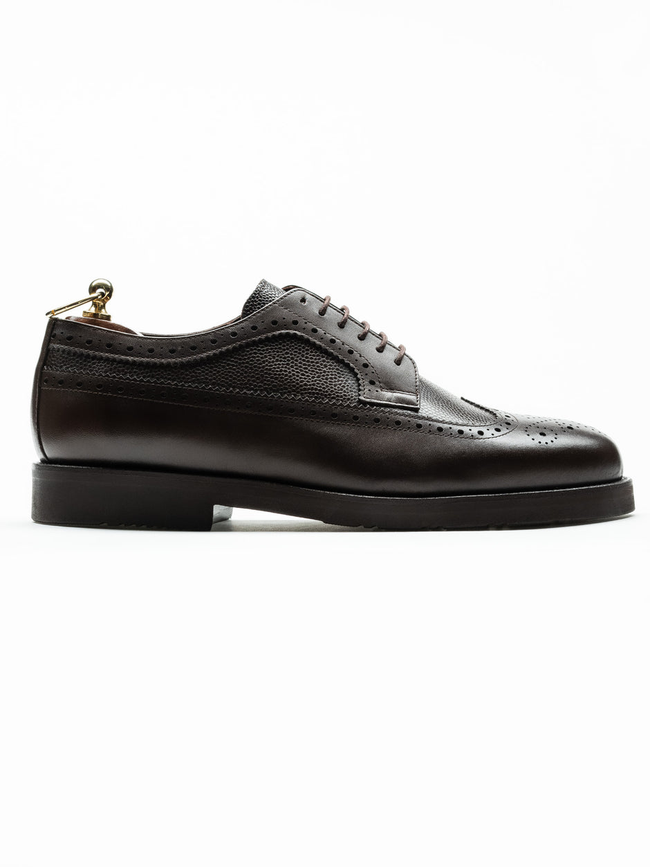 Pantofi Eleganti Barbati Maro Inchis Derby Brogue Din Piele Naturala BMan0410 (2)