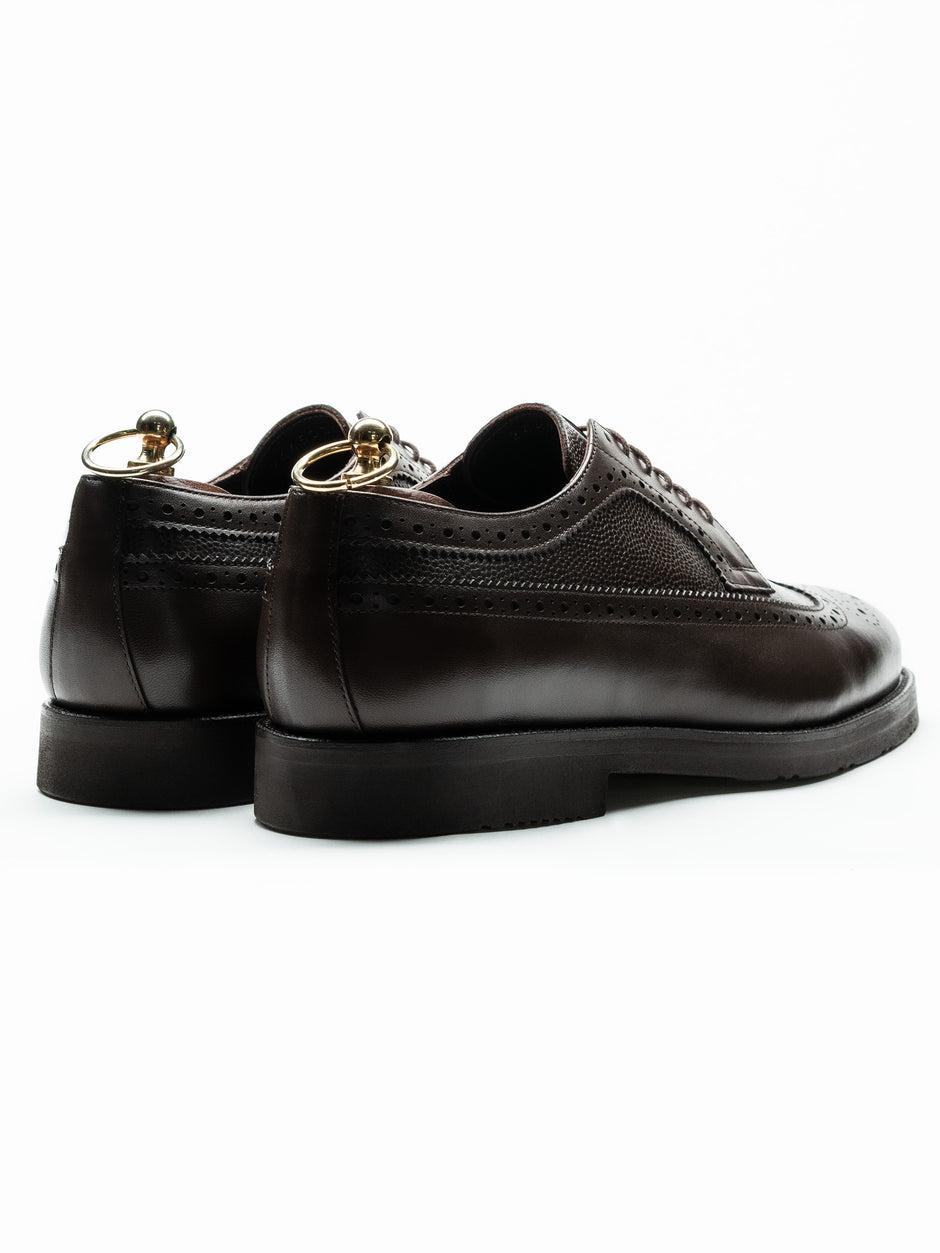 Pantofi Eleganti Barbati Maro Inchis Derby Brogue Din Piele Naturala BMan0410 (4)