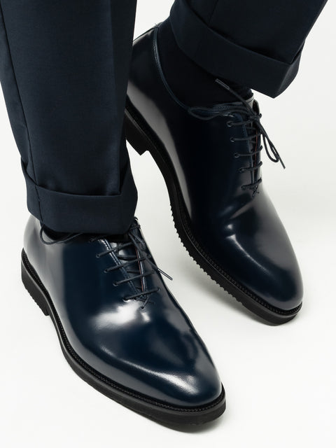Pantofi Barbati Eleganti Oxford Albastru Bleumarin Semilucios 100% Piele Naturala Talpa EVA BMan0403 (2)