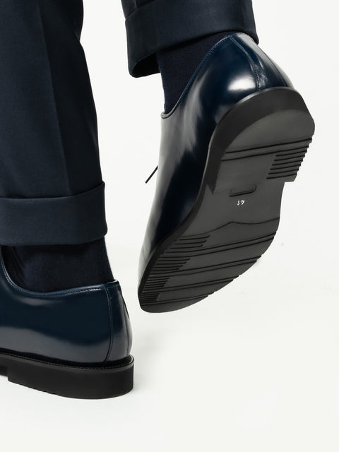 Pantofi Barbati Eleganti Oxford Albastru Bleumarin Semilucios 100% Piele Naturala Talpa EVA BMan0403 (8)