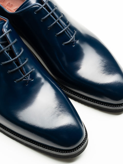Pantofi Barbati Eleganti Oxford Albastru Bleumarin Semilucios 100% Piele Naturala Talpa EVA BMan0403 (5)