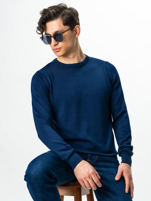 Pulover Casual Albastru Barbati Bumbac Premium Levent Cottone BMan0008