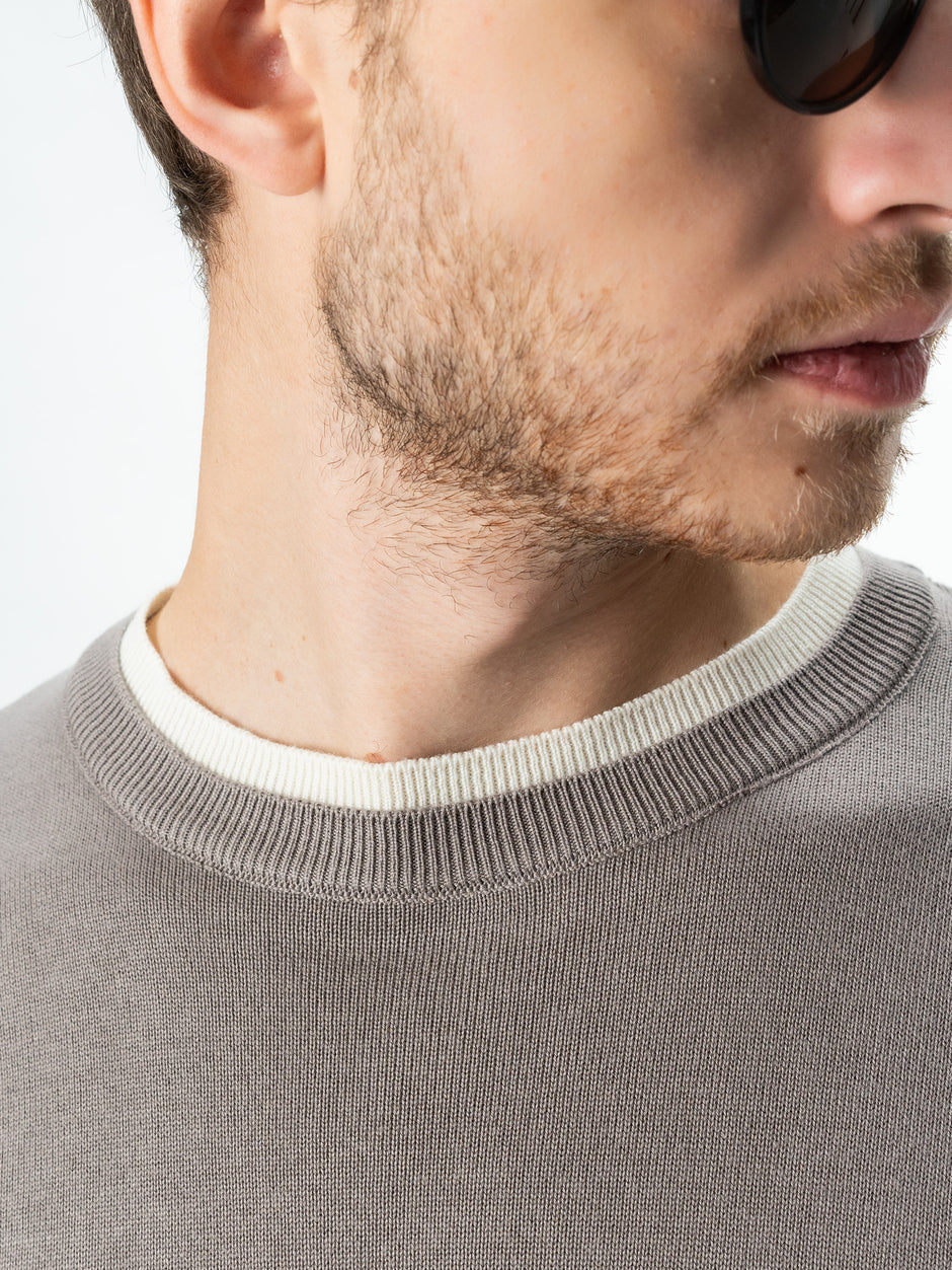 Pulover Barbati Casual Din Bumbac Bej Guler Circular Dublat BMan0011 (3)