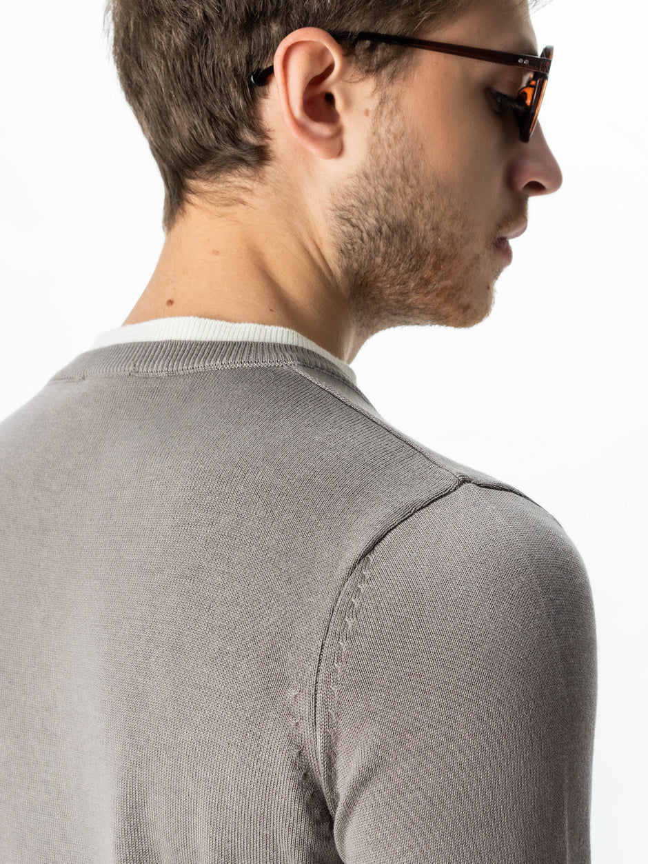 Pulover Barbati Casual Din Bumbac Bej Guler Circular Dublat BMan0011 (5)