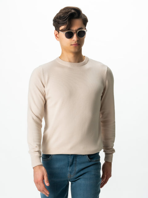 Pulover Casual Crem Bărbați 100% Bumbac Premium Levent Cottone Toamna&Iarna  BMan0008 (3)