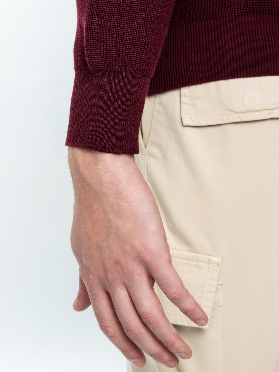 Pulover Cu Fermoar Lung Tip Cardigan Barbati Bordo Bumbac Texturat BMan0004 (8)