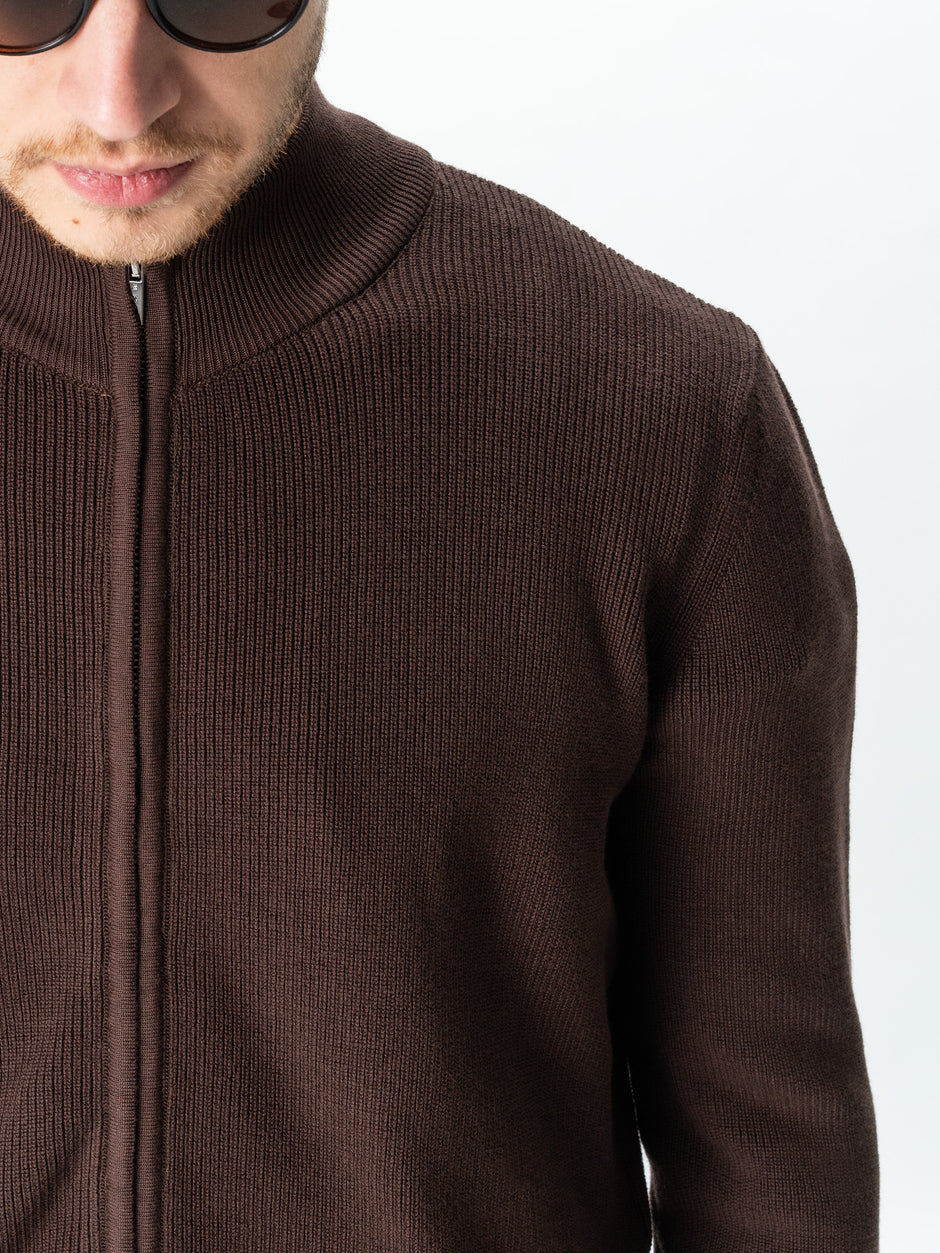 Pulover Cu Fermoar Lung Tip Cardigan Barbati Maro Bumbac Texturat BMan0004 (6)