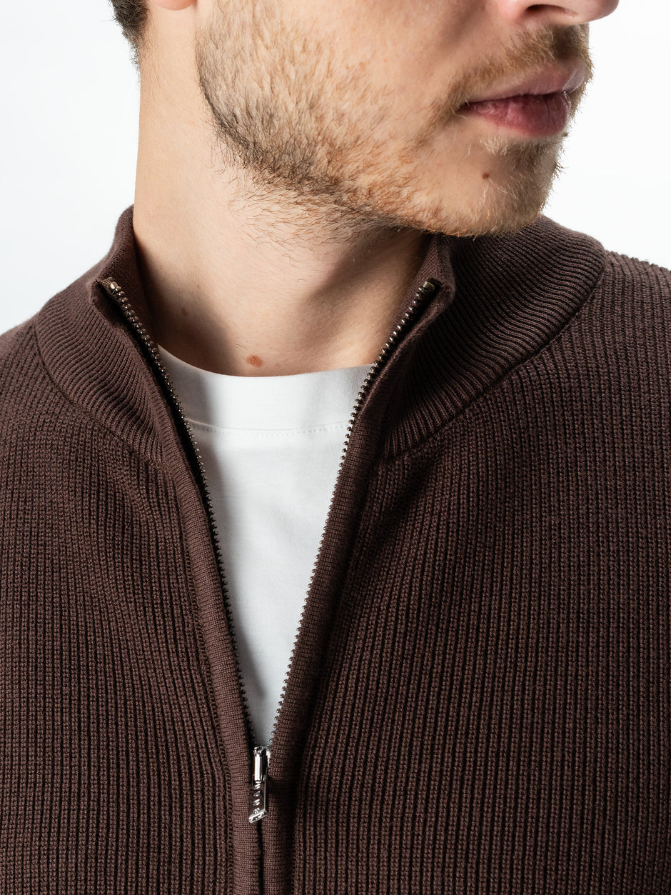 Pulover Cu Fermoar Lung Tip Cardigan Barbati Maro Bumbac Texturat BMan0004 (3)