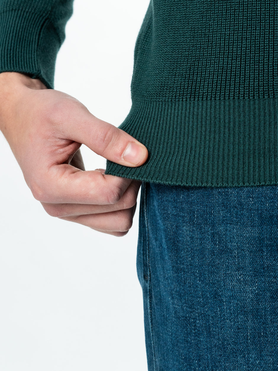 Pulover Cu Fermoar Lung Tip Cardigan Barbati Verde Bumbac Texturat BMan0004 (4)