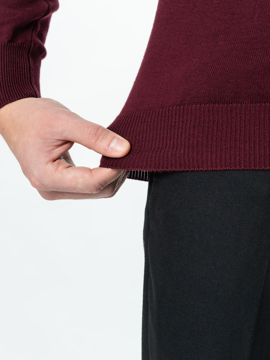 Pulover Rosu Cu Fermoar Tip Cardigan Office Barbati 100% Bumbac Levent Cottone Toamna&Iarna BMan0006 (4)