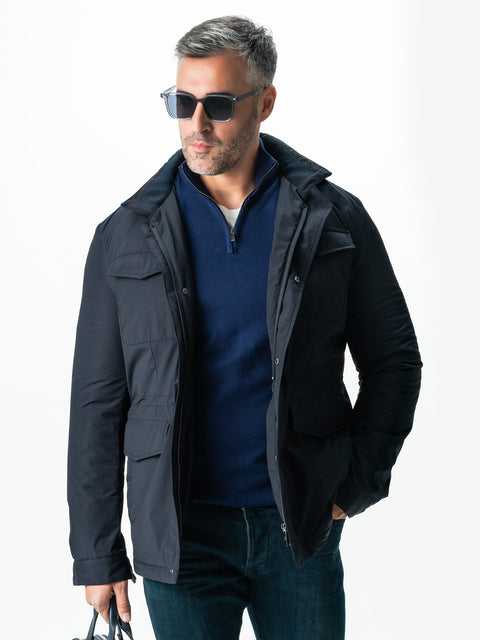 Pulover Cu Fermoar Office & Smart Casual Barbati Albastru 100% Bumbac Levent Cottone Toamna&Iarna BMan0001 (3)