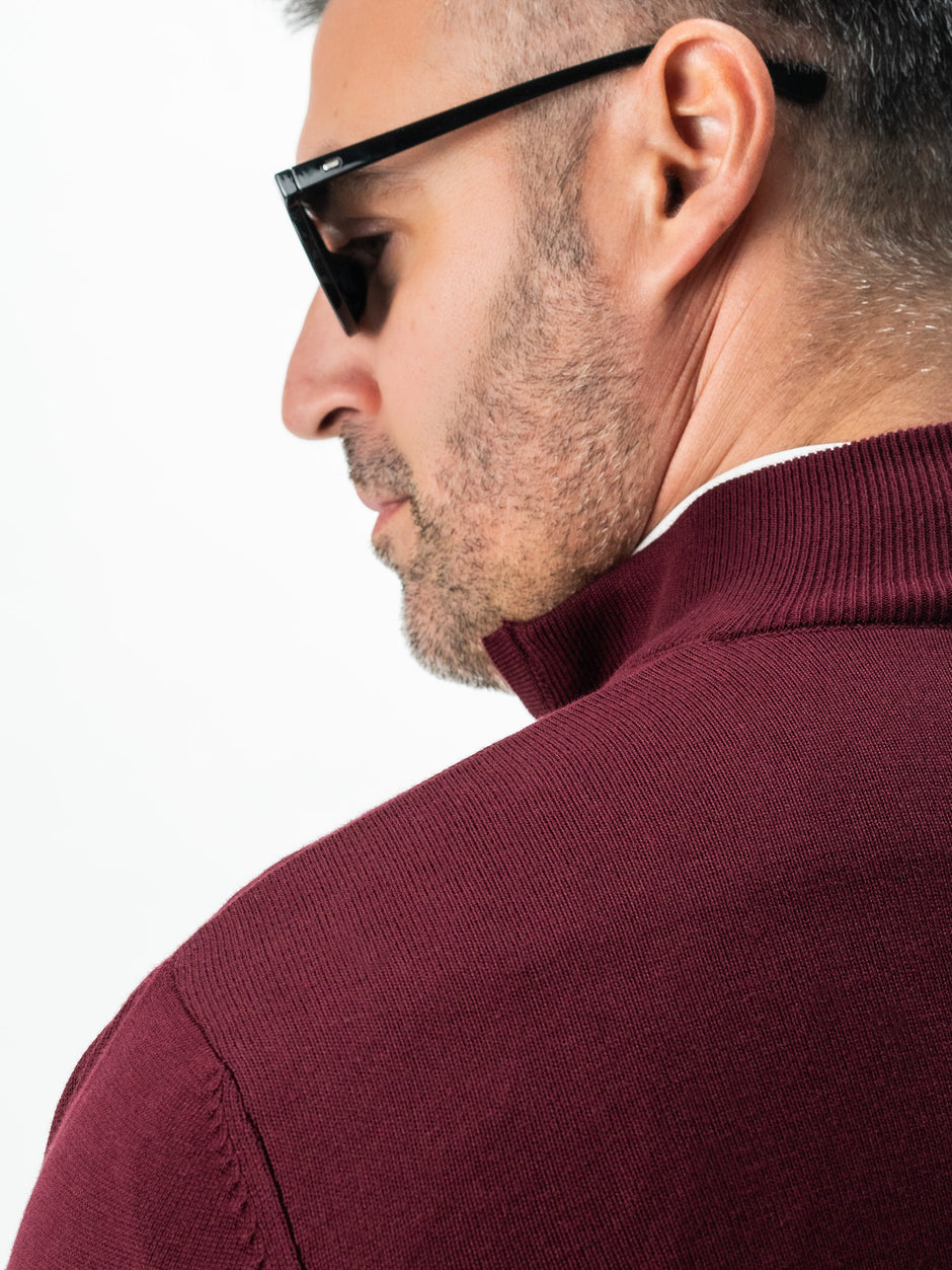 Pulover Bordo Cu Fermoar Office Barbati Bumbac Levent Cottone BMan0001 (7)
