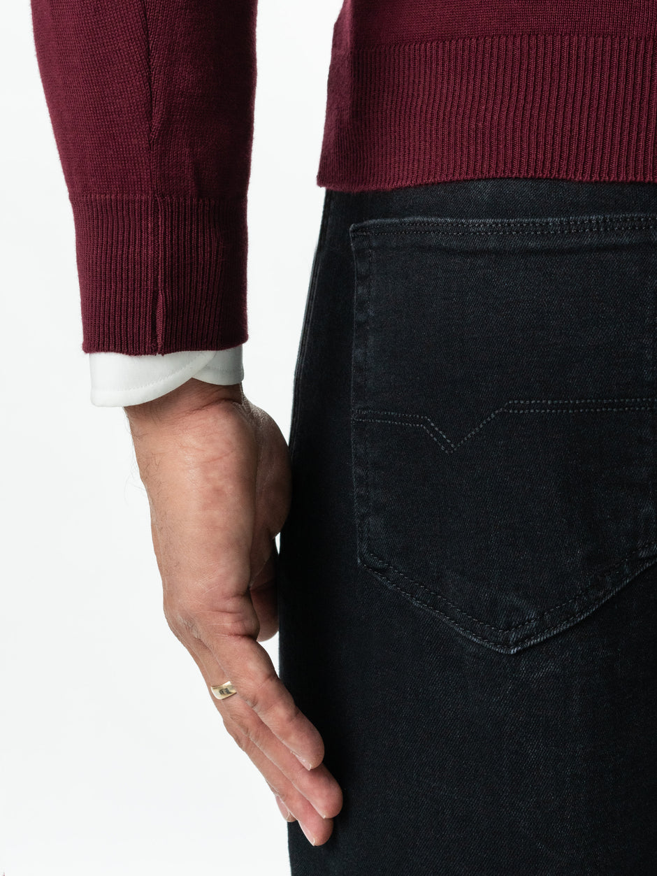 Pulover Bordo Cu Fermoar Office Barbati Bumbac Levent Cottone BMan0001 (5)