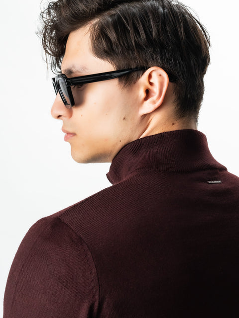 Pulover Cu Fermoar Office Barbati Bordo Din Lana Merinos Soft Falco Sezon Toamna&Iarna BMan0003 (5)