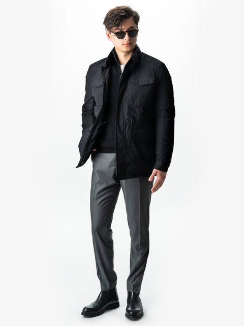 Pulover Cu Fermoar Office & Smart Casual Barbati Negru 100% Bumbac Levent Cottone Toamna&Iarna BMan0001 (7)
