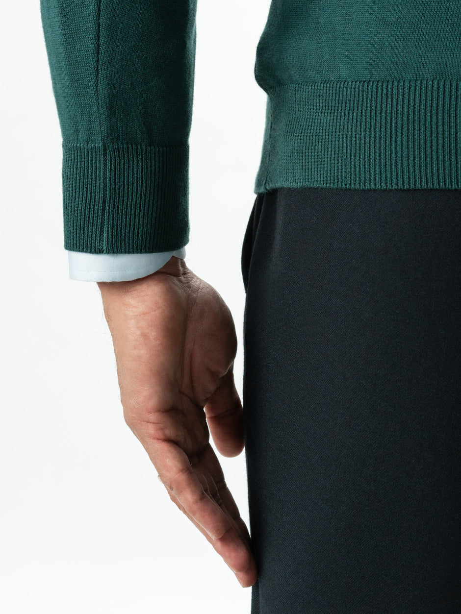 Pulover Cu Fermoar Office & Smart Casual Barbati Verde Brad 100% Bumbac Levent Cottone Toamna&Iarna BMan0001 (6)