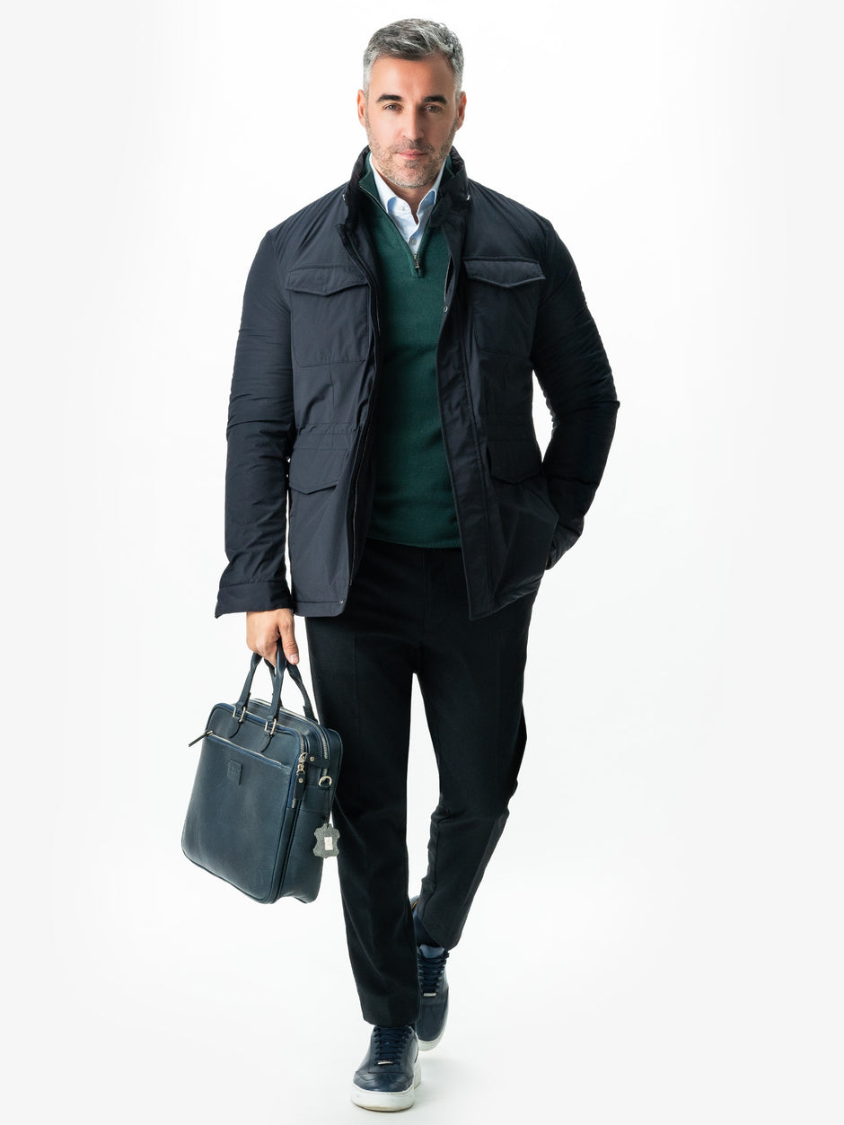 Pulover Cu Fermoar Office & Smart Casual Barbati Verde Brad 100% Bumbac Levent Cottone Toamna&Iarna BMan0001 (3)
