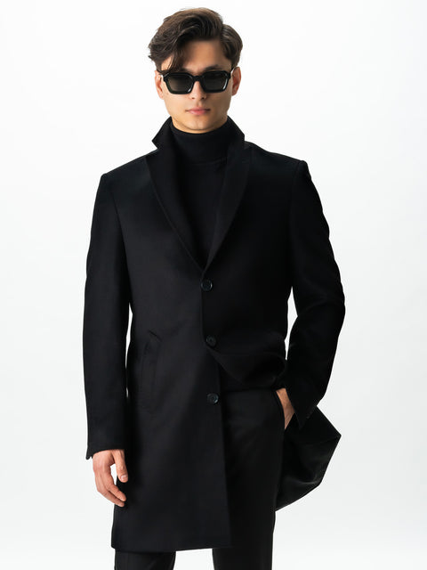 Palton Office & Smart Casual Barbati Negru 100% Lana Sezon Toamna & Iarna BMan117 (1)